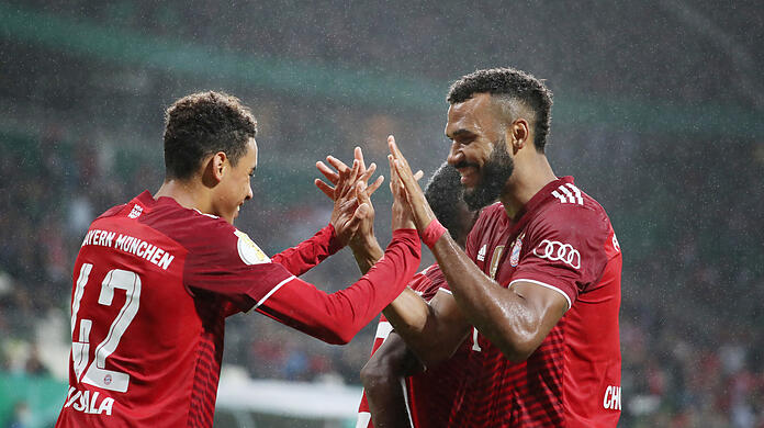 Die beiden überragenden Offensivspieler gegen den Bremer SV: Jamal Musiala (l.) und Eric-Maxim Choupo-Moting