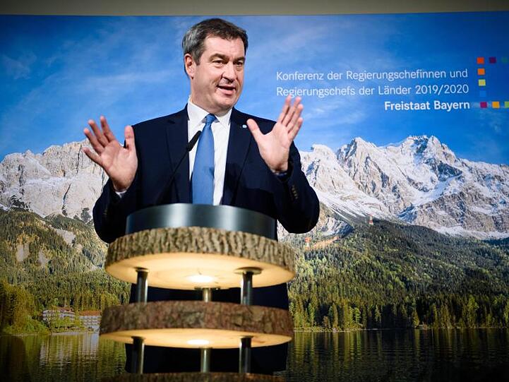 Markus Söder (CSU), Ministerpräsident von Bayern, spricht nach der Ministerpräsidentenkonferenz. Foto: Gregor Fischer/dpa