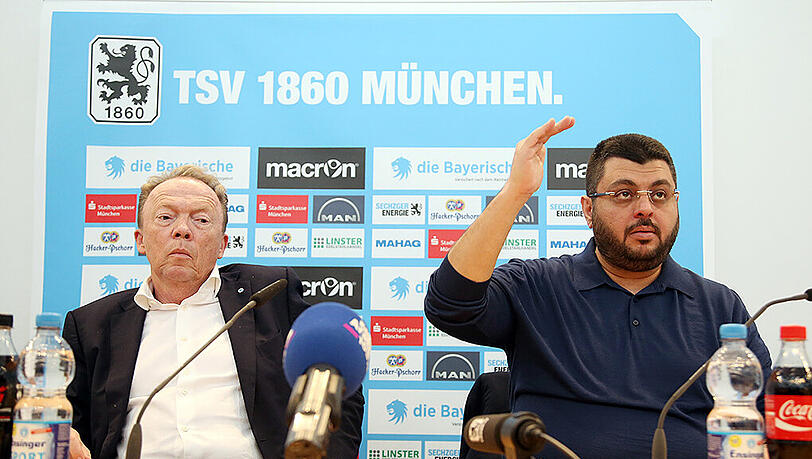 Präsident Peter Cassalette und Hasan Ismaik bei der denkwürdigen Pressekonferenz nach dem Aus von Trainer Kosta Runjaic. Präsident Peter Cassalette und Hasan Ismaik bei der denkwürdigen Pressekonferenz nach dem Aus von Trainer Kosta Runjaic.