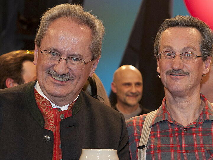 Alte Zeiten: Christian Ude (li.), damals noch Münchens Oberbürgermeister, und Kabarettist Uli Bauer in seiner Rolle als Christian Ude am Nockherberg