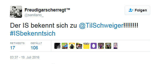 Unter dem Hashtag #ISbekenntsich schieben die Twitter-User dem IS die Verantwortung für Unannehmlichkeiten des Alltags zu.