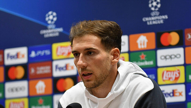 Bayern-Star Leon Goretzka bei der Pressekonferenz am Dienstagabend. Bayern-Star Leon Goretzka bei der Pressekonferenz am Dienstagabend.
