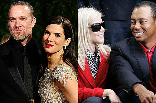 Betrogen und belogen: Sandra Bullock (2.v.l.) und Elin Nordegren (3.v.l.)