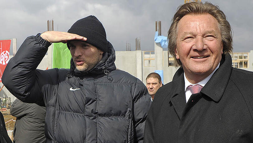 Einstige Weggefährten: Thomas Tuchel - jetzt trainer in Dortmund - und FSV-Präsident Harald Strutz (rechts). Einstige Weggefährten: Thomas Tuchel - jetzt trainer in Dortmund - und FSV-Präsident Harald Strutz (rechts).