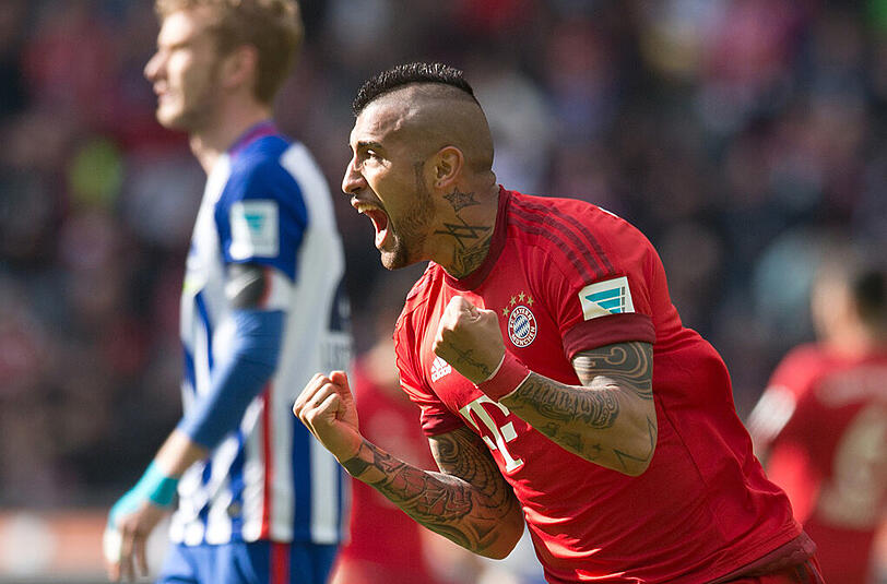 Der Torjubel des Kriegers: So freute sich Arturo Vidal nach seinem Treffer zum 1:0 gegen Hertha BSC.