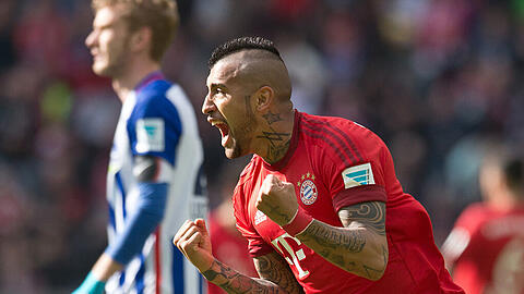 Der Torjubel des Kriegers: So freute sich Arturo Vidal nach seinem Treffer zum 1:0 gegen Hertha BSC.