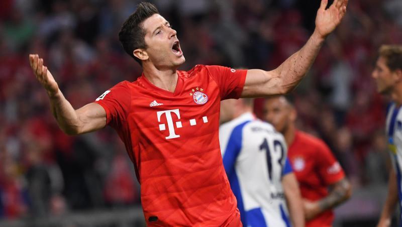Münchens Robert Lewandowski bejubelt sein Tor zum 1:0. Foto: Sven Hoppe Münchens Robert Lewandowski bejubelt sein Tor zum 1:0. Foto: Sven Hoppe