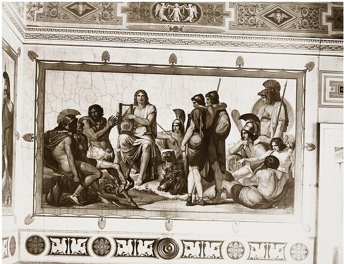 Eines von vier Fresken von Robert Langer († 1846) aus dem Empfangssalon des Herzog-Max-Palais, die sich auf fast schon wundersame Weise erhalten haben.