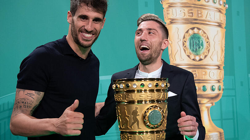 Im DFB-Pokal-Finale Gegner: Javi Martinez (li.) vom FC Bayern und Kevin Kampl von RB Leipzig.