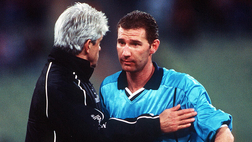 Goldene Löwen-Zeiten: Trainer Lorant mit Stürmer Bernhard Winkler.
