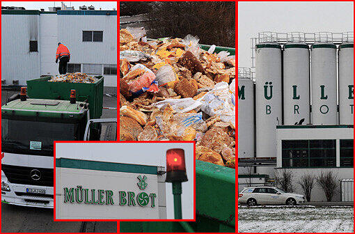 Hygiene-Mängel bei Müller Brot: Lebensmittel-Abfälle werden vernichtet, die Zentralbäckerei musste die Produktion vorerst einstellen. Die Bilder