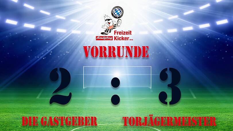 Die Torjägermeister gewinnen mit 2:3. Die Torjägermeister gewinnen mit 2:3.