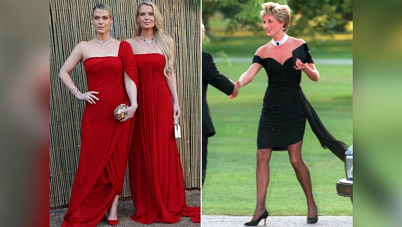 Lady Amelia und Lady Eliza Spencer in Knallrot bei der Serpentine Gallery Summer Party in London.