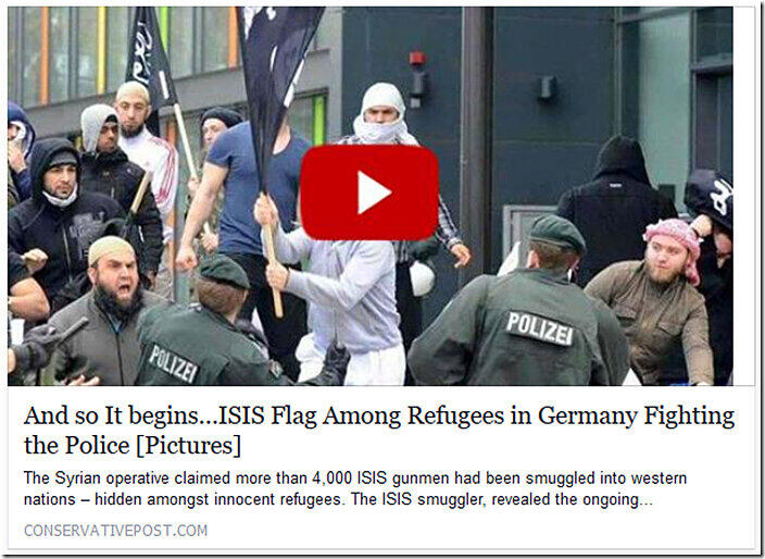 "Flüchtlinge schwenken IS-Fahnen." Nein, Salafisten 2012 in Solingen.