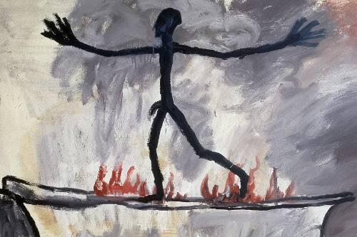 Deutsch-deutscher Weg durchs Feuer: &bdquo;Der Übergang&ldquo; (1963) von A. R. Penck, einer der 120 Künstlern, die in Nürnberg ausstellen.