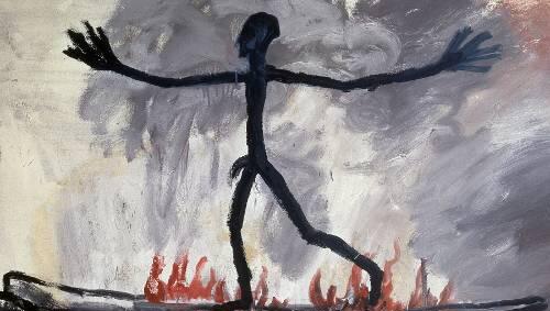 Deutsch-deutscher Weg durchs Feuer: &bdquo;Der Übergang&ldquo; (1963) von A. R. Penck, einer der 120 Künstlern, die in Nürnberg ausstellen.
