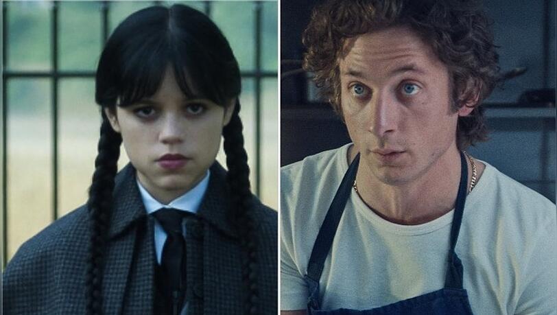 Friedhof versus Sterneküche: Jenna Ortega in "Wednesday" und Jeremy Allen White in "The Bear".