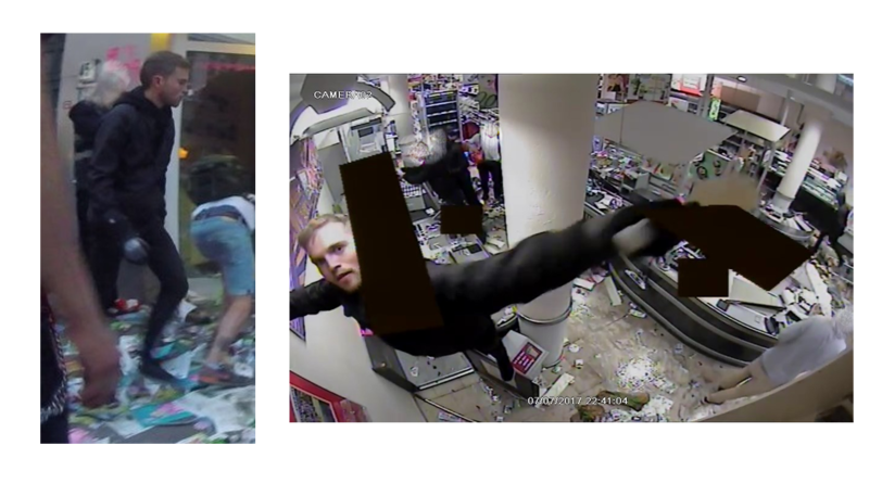 Bilder aus Überwachungskameras: Diese Personen nutzen das Chaos im Schanzenviertel um Geschäfte zu plündern.