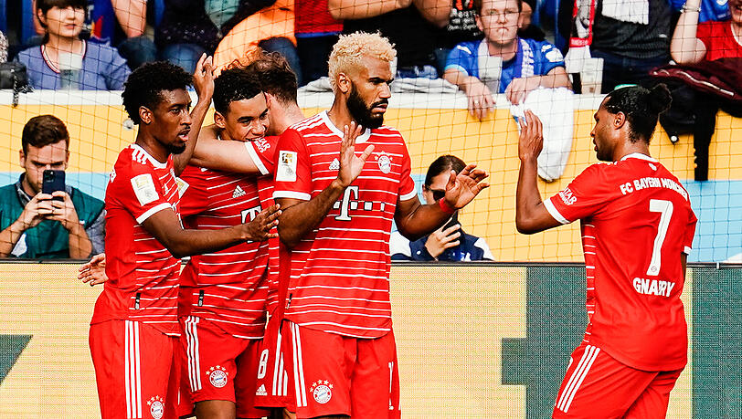 Die Bayern jubeln nach dem Treffer zum 1:0. Die Bayern jubeln nach dem Treffer zum 1:0.