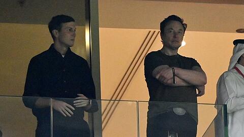 Jared Kushner (l.) und Elon Musk beim WM-Finale in Katar.