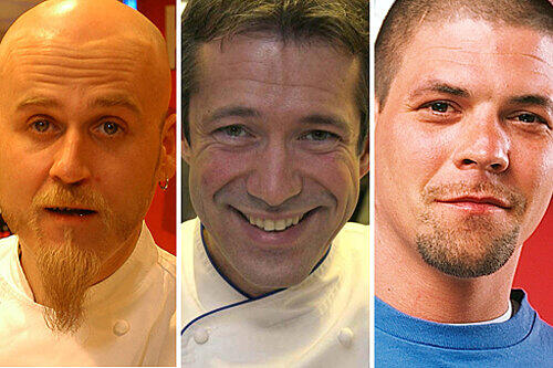 Drei der aus dem Fernsehen bekannten Star-Köche, die man bei ihren legendären Kochshows auf der &bdquo;eat & STYLE&ldquo; erleben kann: Alexander Herrmann (Mitte), Ralf Zacherl (links) und Tim Mälzer (rechts).