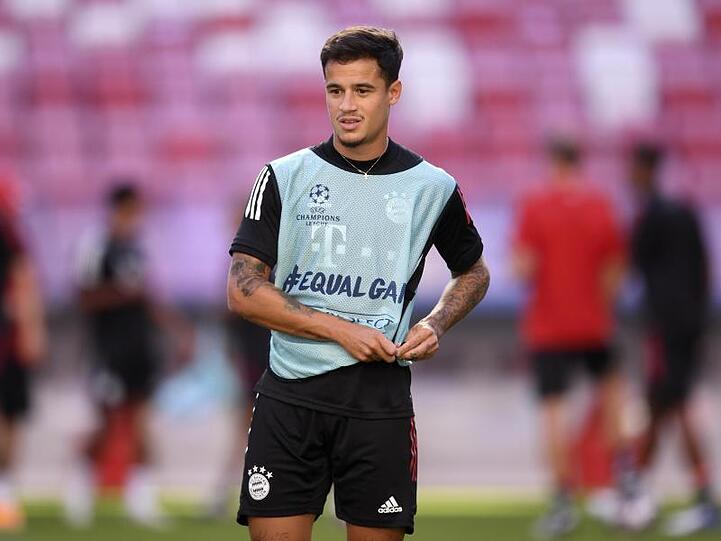 Philippe Coutinho vom FC Bayern München nimmt an einer Trainingseinheit teil. Foto: David Ramos/Pool Getty/AP/dpa/Archivbild