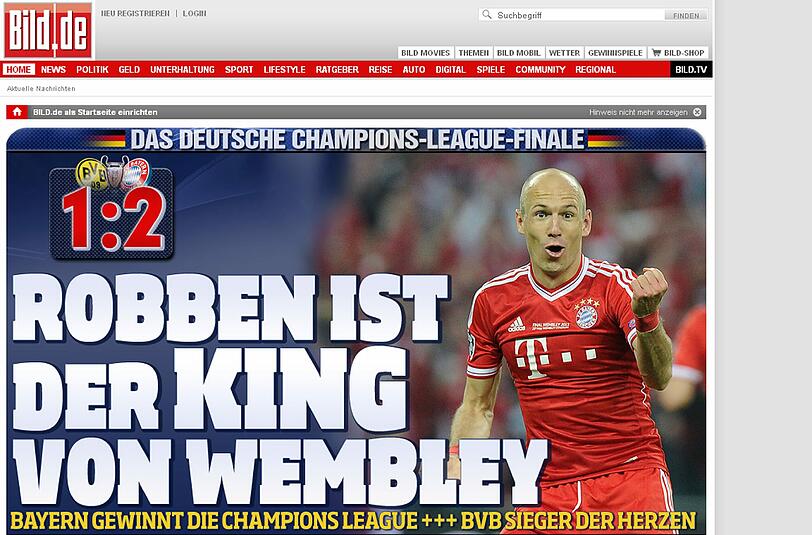 "Robben ist der King von Wembley" titelt die Bild-Zeitung.