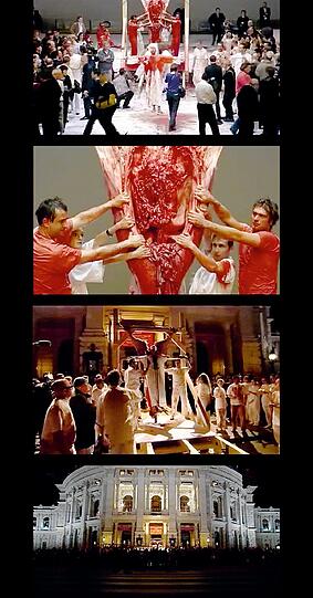 Eine Nitsch-Aktion im Burgtheater Wien.