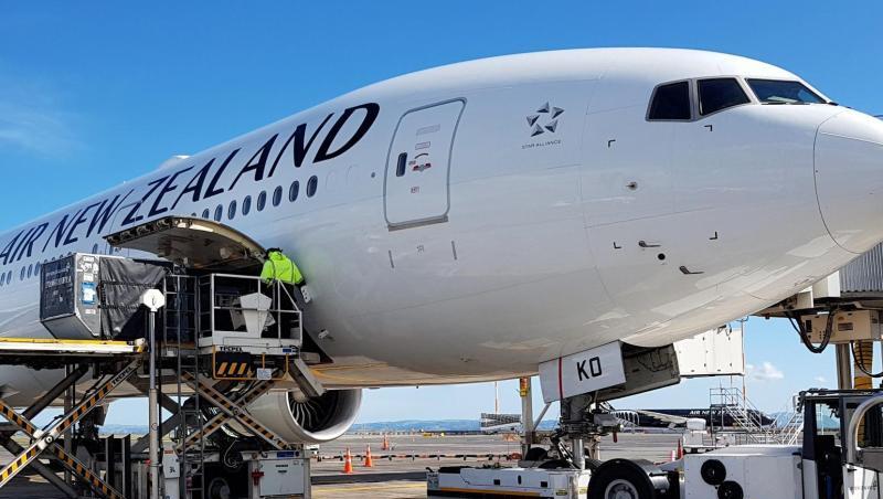 Ein Flugzeug der Air New Zealand vor dem Abflug nach Frankfurt am Main am Flughafen von Auckland. Ein Flugzeug der Air New Zealand vor dem Abflug nach Frankfurt am Main am Flughafen von Auckland.