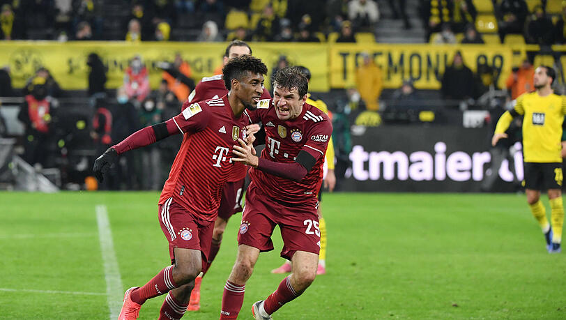 Kingsley Coman und Thomas Müller bejubeln das zwischenzeitliche 2:1.