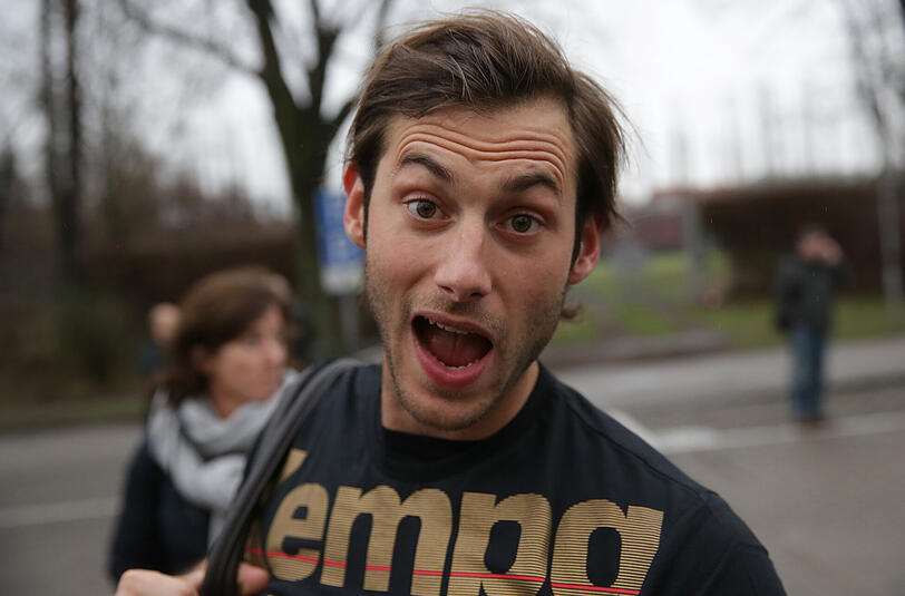 Handball-Nationalspieler Uwe Gensheimer auf dem Weg zur Fan-Party in der Max-Schmeling-Halle.