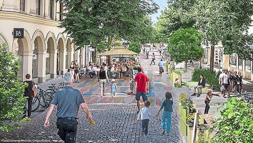 So soll sie einmal aussehen: Die Fußgängerzone in der Weißenburger Straße in München.