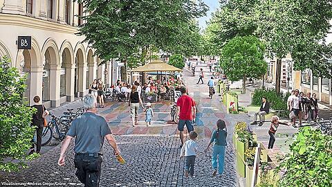 So soll sie einmal aussehen: Die Fußgängerzone in der Weißenburger Straße in München.
