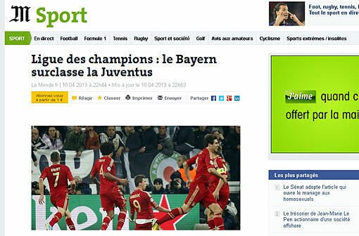 LeMonde: "Bayern, eine Klasse über Juventus"