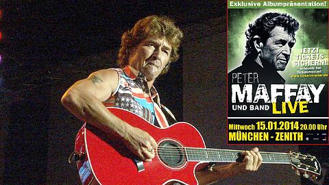 Am 15. Januar spielt Peter Maffay mit Band im Münchner Zenith und präsentiert sein neues Rock'n'Roll-Album. Tickets gibts über http://www.abendzeitung-muenchen.de/tickets.