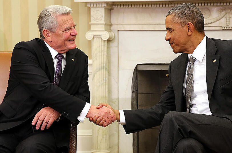 Bundespräsident Joachim Gauck (l.) mit US-Präsident Barack Obama im Weißen Haus.