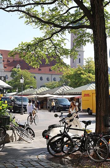 Blick zum Viktualienmarkt.