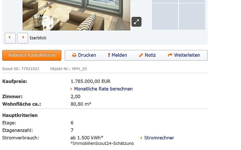 Knapp 1,8 Millionen kostet diese Zweizimmerwohnung.