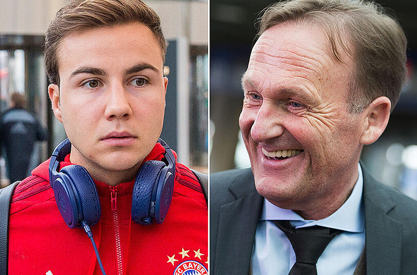Bayern-Star Mario Götze ist wieder ins Visier seines Ex-Klubs Borussia Dortmund geraten. BVB-Geschäftsführer Hans-Joachim Watzke (rechts) kennt und schätzt ihn seit langem.