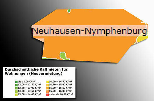 Mietspiegel 2013: Durchschnittliche Kaltmieten für Wohnungen in München (Neuvermietung)