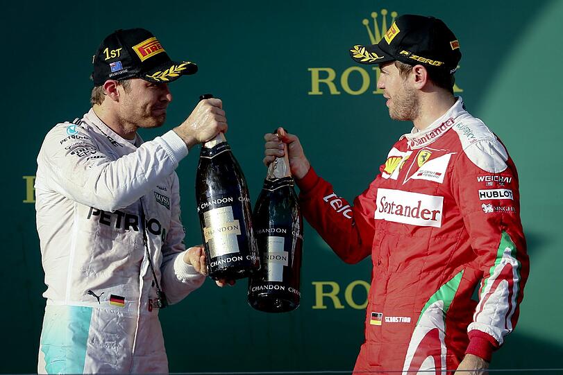 Nico Rosberg und Sebastian Vettel (r.) gemeinsam auf dem Treppchen: Diese Bilder wird es in Zukunft nicht mehr geben.
