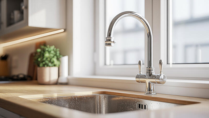 Wasserhahn in einer Küche. Wasserhahn in einer Küche.