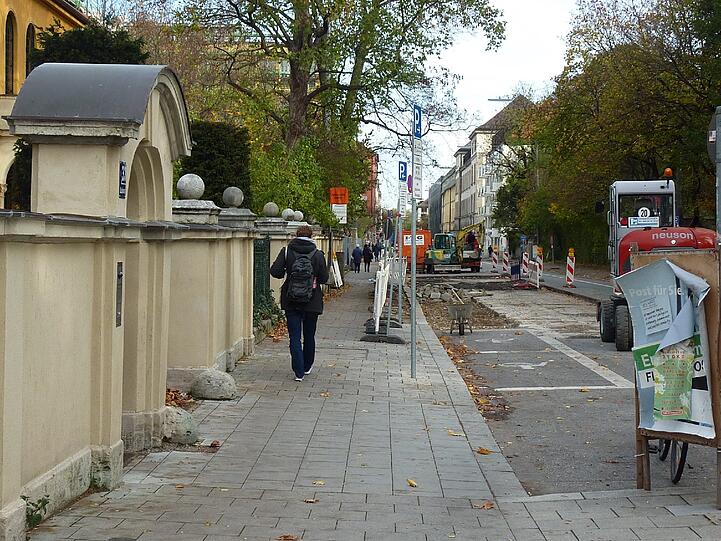 Die Baustelle am städtischen Museum Lenbachhaus beim Könisgplatz.