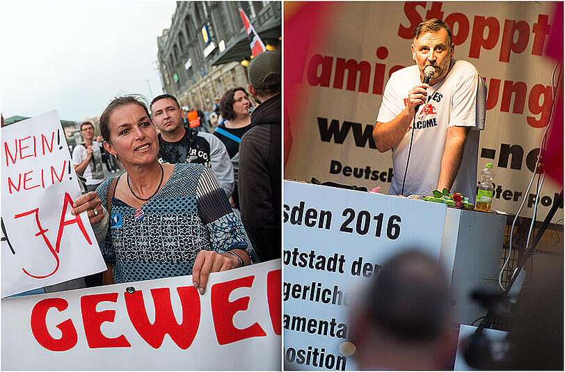 Streit innerhalb der Pegida-Bewegung, genauer gesagt zwischen Tatjana Festerling und Lutz Bachmann.