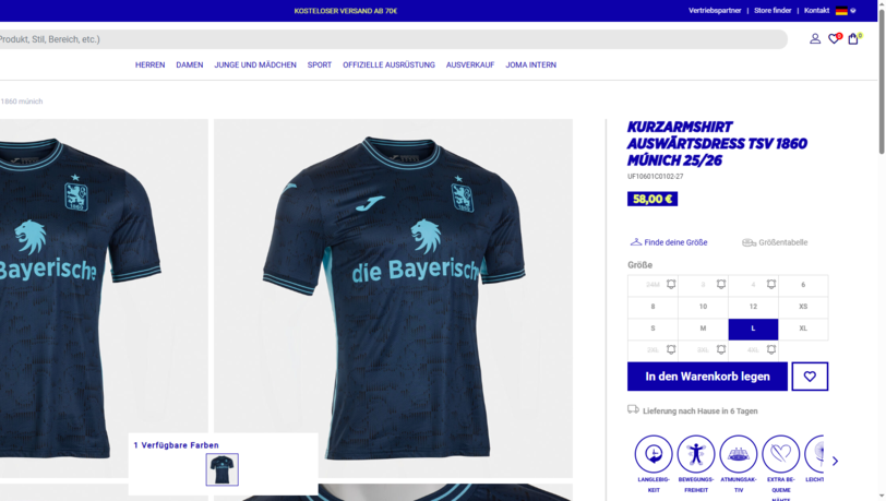 Kurzfristig gab es das neue Auswärtstrikot der Löwen im Online-Shop von Joma für gerade einmal 58 Euro zu kaufen. Kurzfristig gab es das neue Auswärtstrikot der Löwen im Online-Shop von Joma für gerade einmal 58 Euro zu kaufen.