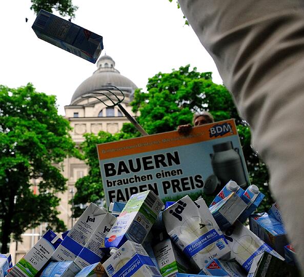 Protestierende Bauern vor der Staatskanzlei (Archivbild).