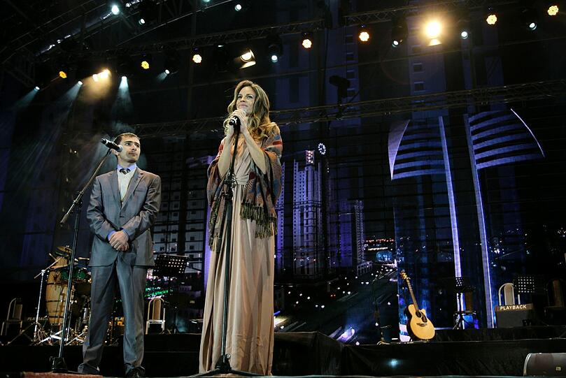 Hillary Swank nimmt an einem Konzert zur Eröffnung der "Grozny City" in der Tschetschenischen Hauptstadt teil. (Archivbild: 05.Oktober)