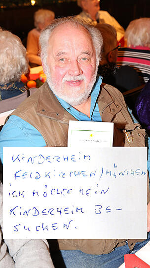 Franz Koppenstätter (70): "Kinderheim Feldkirchen/München. Ich möchte mein Kinderheim besuchen."