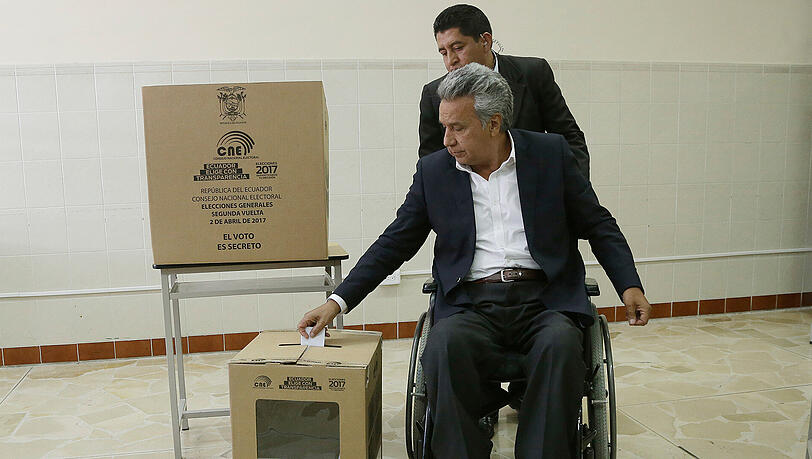 Hat die Wahl in Ecuador knapp gewonnen: Der Kandidat der Linken, Lenín Moreno.