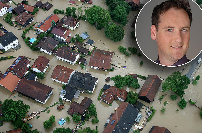 Erinnert an die schrecklichen Bilder des Hochwassers 2013: eine Luftaufnahme aus Simbach am Inn im Landkreis Rottal-Inn. Die AZ hat mit dem Diplom-Meteorologen Dominik Jung gesprochen.